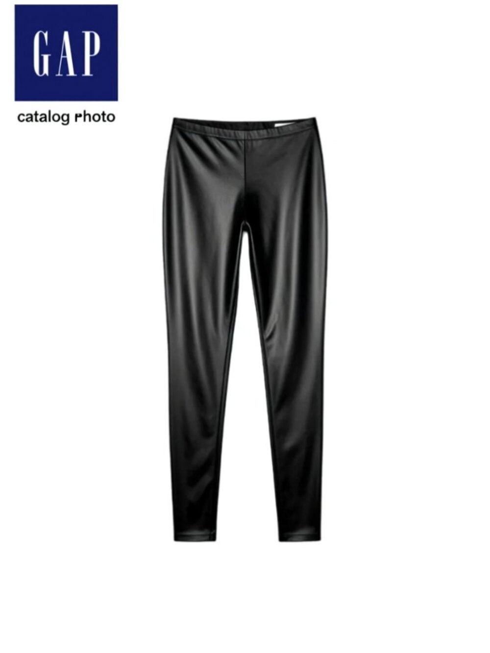 GAP Women's Medium Faux Leather Black Pull on Fleece Lined Leggings Gently Used - Picture 3 of 9